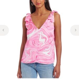Amanda Uprichard Josephina Top in the pink swirl polyester fabric size Medium
